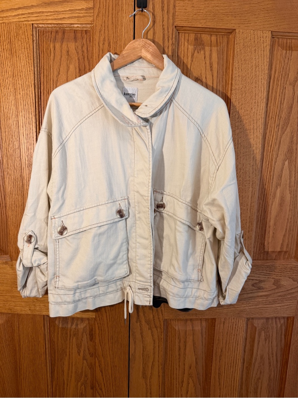 Kensie Off-White Utility Jacket with Front Pockets